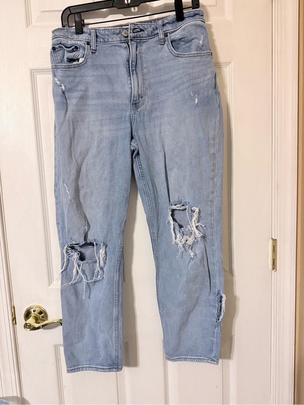 Abercrombie & Fitch Light Blue Straight Leg Distressed Jeans